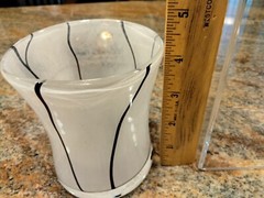 Translucent White and Black Hand Blown Art Glass 4.25″ Tumbler