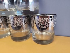 Set of 6 Vintage MCM Silver Overlay Dorothy Thorpe Sliver Fade Rocks Glasses Rd