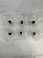 6 Morgantown Athena Carlton-Etched Ebony-Cased Stem Martini/Champagne Glasses