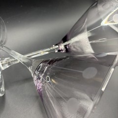 2 Vtg Mikasa Cheers Pastel Blown Lavender Bowl/Cut Dots 8 Oz Martini Glasses EUC