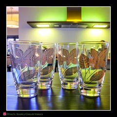 Set of 4 VINTAGE MCM Libbey 22k Gold Leaves / Foliage 5¼» Tumblers 10oz Glasses