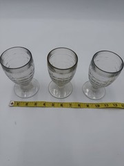 Set Of 3 vintage Indiana Whitehall Colony Cubist clear footed iced tea tumblers