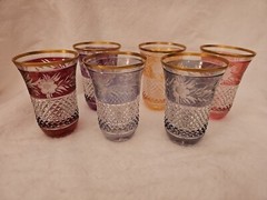Ebeling & Reuss Marchioness 8 oz Tumblers 6 Assorted Colors Flower Cut