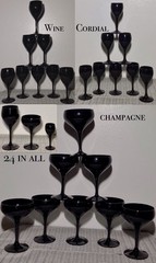 VTG Glassware {24} Black/Ebony Champagne,Wine,Cordial-Exquisite Cocktail Glasses
