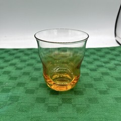 Iridescent Amber Fade to Clear Lowball Glass Barware Whiskey Rocks Artsy Style