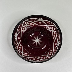 Ajka Fifth Avenue Ltd Crystal Punch Cup Mug and Tray Plate Intricate Cut Red