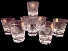Vtg Sasaki Crystal Bar Set Cut Glass Rose Wine Liquor Highball Shot Glass Japan