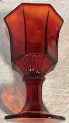 Set 6 INDEPENDENCE Octagonal 4 3/4” Ruby Red 6 Oz Wine/Juice Goblets Glasses