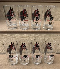 Vintage Derby Race Horse Highball Glasses (8) Equestrian Gear Bowler Hat