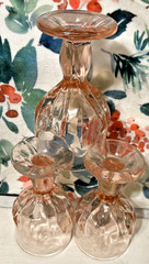 Franciscan Cabaret Pink Wine Glasses 5-1/2” Set of 3 Blush Rosé Stemware
