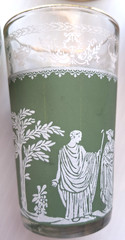 4 Vintage Jeanette Wedgwood Jasperware Grn Greek Hellinic Glasses juice whiskey