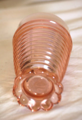 Manhattan Pink Bubble Footed Tumbler Depression Glass Ribbed Anchor Hocking