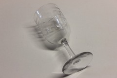 Antique Set of 4 Cordial-Sherry Glasses, Art Nouveau Etched Greek Key Pattern