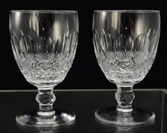 Pair of Waterford Cut Crystal Colleen 5 1/4 Inch Tall Water Goblet Glasses