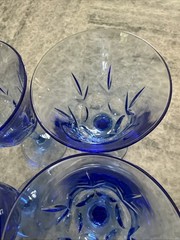 4 Vintage Avon American Blue Wine Goblets Fostoria Starburst Glass 7.5″