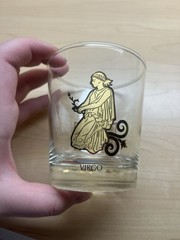 VINTAGE Virgo Anchor Hocking MCM Zodiac Sign Gold Etched Glass/Tumbler Barware