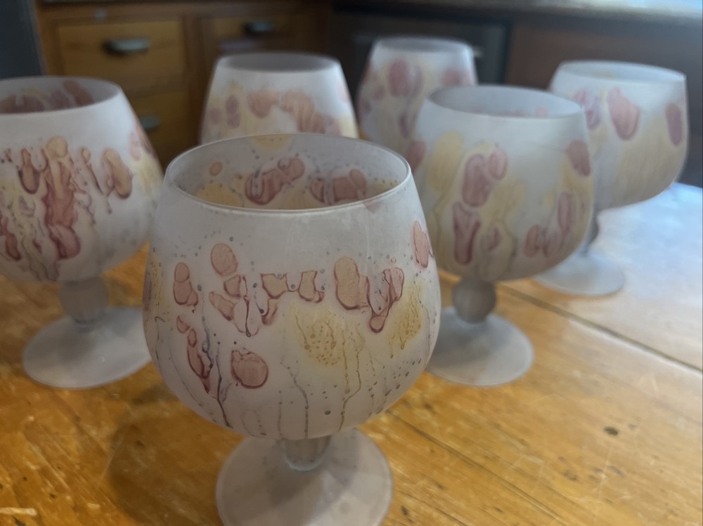 Hebron Glass Set of 5 Rueven Nouveau Blown Art Hand Blown Brandy Glasses