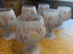 Hebron Glass Set of 5 Rueven Nouveau Blown Art Hand Blown Brandy Glasses