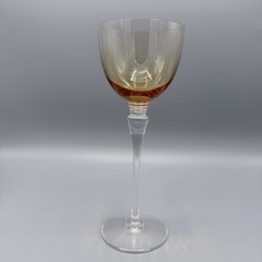 Saint Louis France Crystal Wine Glass Amber Gold Bowl Tall Stem Replacement 9in