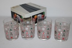Vintage Culver Serve Mates Frosted Old Fashioned Tumblers 4 Christmas Carole