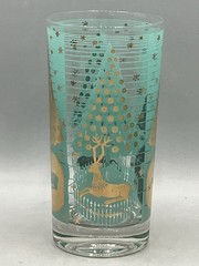 Vintage MCM 8-Glass Set by Cera Glass Atomic Christmas Reindeer by Ned Harris