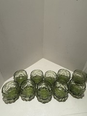 Set of 10 ANCHOR HOCKING Milano Green Roly Poly Tumbler Rocks Glasses 5 oz each