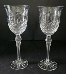 2 Rogaska Gallia Crystal Water Wine Glasses Goblets 9 1/4 Inch Tall EXCELLENT