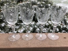 Tiffin PARKWOOD Cut Glass Water Goblets Set of 4 Ornate Fancy Cutting