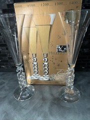 Millennium 2000 Cristal D’Arques Champagne Flutes Set of 2 France Vintage