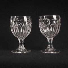 Antique Flint Glass Seneca Loop Goblet c1850s O’Hara Loop Paneled Stem EAPG, 6″