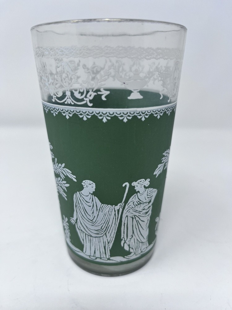 Jeannette Hellenic Wedgwood Green Roman/ Grecian 8 Oz Tumbler 5” High