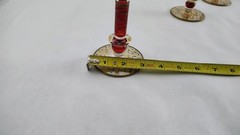 (4) Pier 1 Rioja Ruby Red Gold Scroll Crystal Trumpet Champagne Flute RETIRED