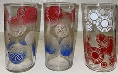 3 Vintage MCM RARE Bartlett Collins Pokee Circle Design Drinking Glasses 5″ Tall