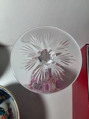 Baccarat Crystal LAGNY Pattern Rose Cut to Clear Rhine Hock Wine Glass 8″ H BOX