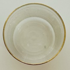 Vintage MCM Rocks Glass 22k Gold Striped Sugar Texture