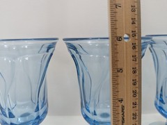 4 Fostoria Jamestown 10 oz Blue Tea Water Goblets Swirl MCM Ice Cream Sundae