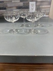 Vintage Champagne Tall Sherbet glasses Starflower Stem Set Of 4