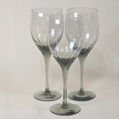 Orrefors Prelude Smoky Gray Crystal Claret Wine Goblet Nils Landberg Sweden 7.25