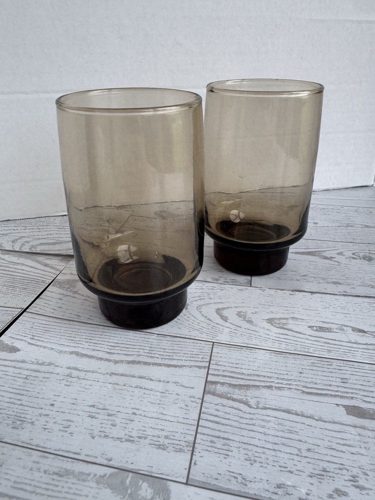 Libbey Tawny Accent Glass Tumbler Smokey Brown Set of 2 Drinking Glasses