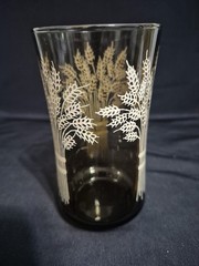 BROWN FALL AUTUMN LIBBEY FRAMCO WHEAT SHEAF PATTERN GLASSES VINTAGE LOT OF 6