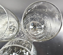 (3) Pier 1 Smoke Crackle White Wine Glasses Set Elegant Clear Drink Stemware Lot