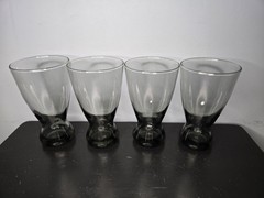 Vintage Libbey Smoked Gray Pilsner Glasses w Round Weighted Base Set of 4