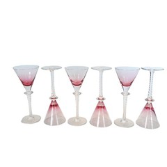 Pink Twist Stem Liqour Cocktail Glasses 6 3/4″
