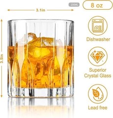 200ml Lead-Free Crystal Bourbon Glass 8oz Striped Whiskey Cup for Scotch & Vodka