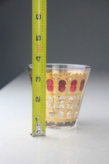 Set of 4 VTG Culver Cranberry Scroll 22kt Gold Flared Rocks Whiskey Glasses-Read