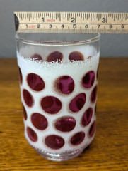 Vintage Libbey Cranberry Concord Frosted Drinking Glasses Retro Polka Dot Glass