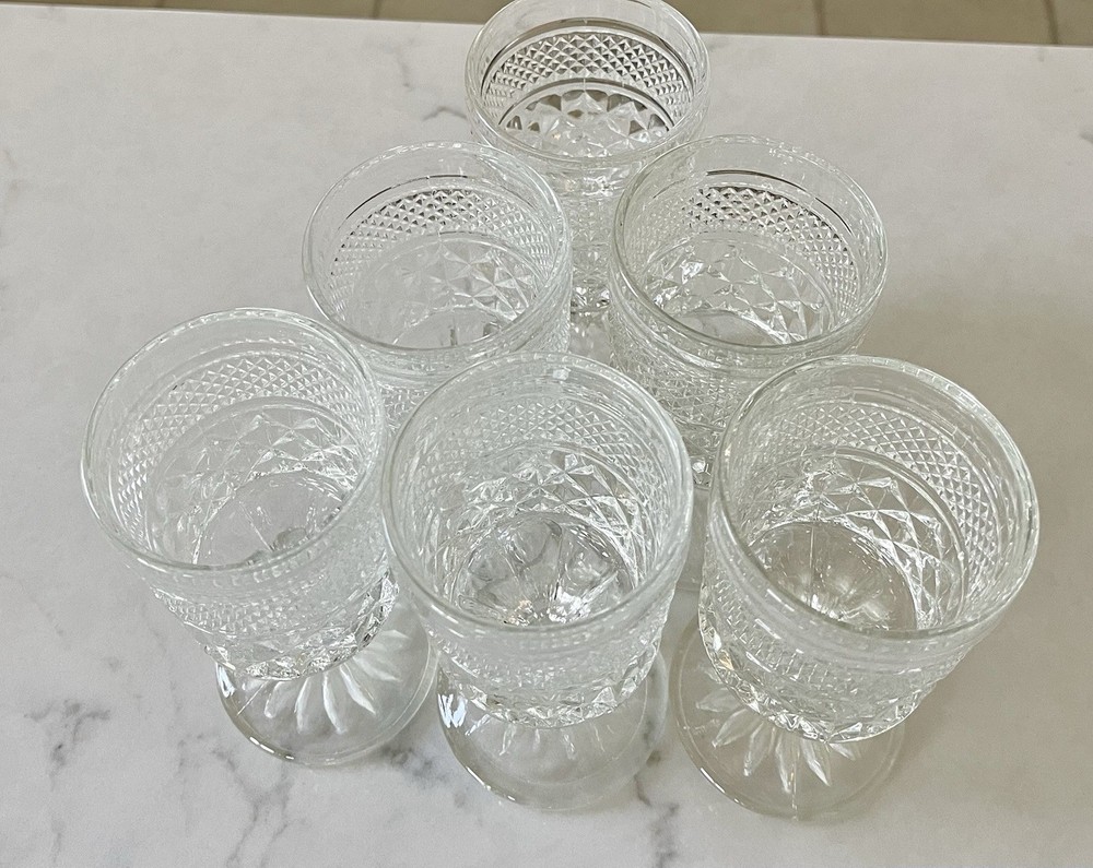 6. Vintage Anchor Hocking WEXFORD WINE GOBLETS 5 3/8″ tall