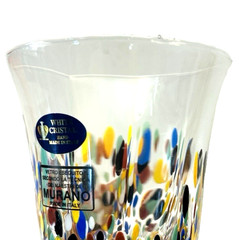MURANO Italy White Crystal Cocktail Tumbler Wine Goblet Confetti – Set Of 2
