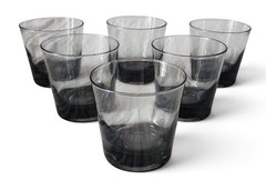 Set 6 Smokey Gray Glass Rocks Old Fashioned Barware Glasses 3.5″ H