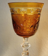 1960’s Meissen Bleikristall Cut to Clean Crystal Wine Goblet’s 2 Amber Signed